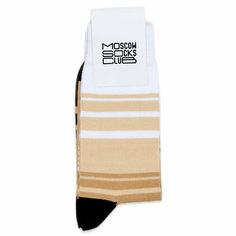 Носки MoscowSocksClub Носки с рисунками Moscowsocksclub - Узоры - Полосы - Коричневые, размер 34-37, коричневый, черный, белый