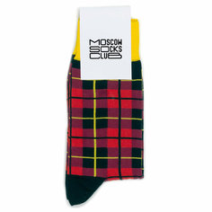 Носки MoscowSocksClub Носки с рисунками Moscowsocksclub - Узоры - Тартан красные, размер 34-37, черный, красный, желтый