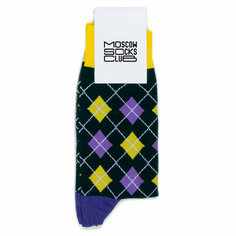 Носки MoscowSocksClub Носки с рисунками Moscowsocksclub - Узоры - Аргайл - Черные, размер 38-41, черный, желтый, фиолетовый