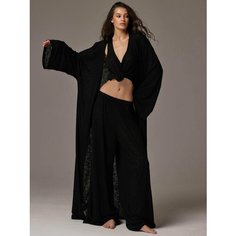 Халат Little Secret Вискоза прозрачная, размер ONE SIZE, черный