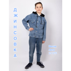 Куртка джинсовая, размер 110, синий (под джинсу) Нет бренда