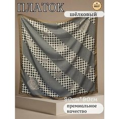 Платок JETERINI для женщин,90х90 см, серый/белый/черный