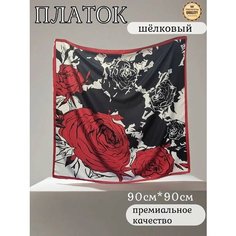 Платок JETERINI для женщин,90х90 см, красный, черный