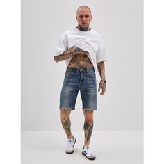 Шорты GLADKIH джинсовые, размер 33, синий деним