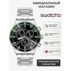 Наручные часы Swatch, зеленый, серебряный, черный