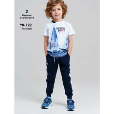 Комплект одежды playToday, размер 122, белый/темно-синий