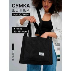 Сумка шоппер SPENS, фактура рельефная, черный