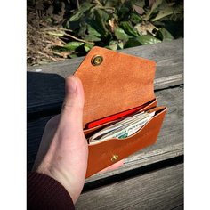 Кошелек viking leather craft, фактура зернистая, рыжий/коричневый