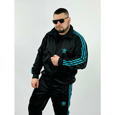 Костюм спортивный , размер XL, черный/голубой Нет бренда