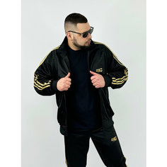 Костюм спортивный , размер 2XL, черный/золотой Нет бренда