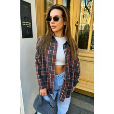 Рубашка DEBORA ROSE Рубашка женская в клетку, оверсайз, размер ONE SIZE, бордовый