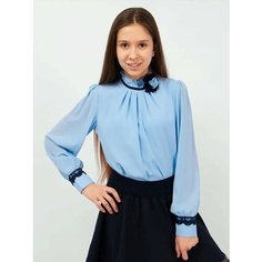 Школьная блуза Соль&Перец, размер 128, синий, голубой