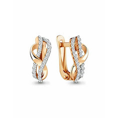 Серьги Amarin Jewelry, красное золото, 375 проба, фианит, , золотистый