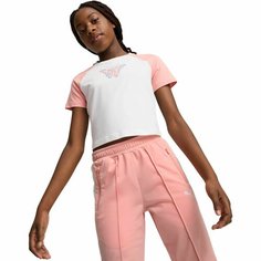 Футболка PUMA BUTTERFLY VIBE Baby Tee Girl, размер 164, белый
