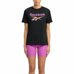 Футболка спортивная Reebok Identity Big Logo Tee, размер L INT, черный, оранжевый, фиолетовый