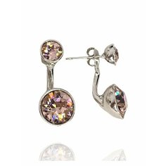Серьги двусторонние Amante crystal, кристаллы Swarovski, розовый
