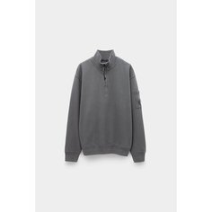 Толстовка C.P. COMPANY cotton diagonal fleece half zip sweatshirt, размер 50, , серый