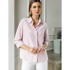 Блуза Базовая коллекция, размер 52, бело-красный Moda Vip