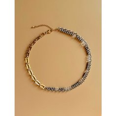Колье AnyJewels, стекло, гематит, длина 40 см, серебряный, серый, золотой