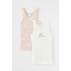 Майка crockid К 1181-2уп/белая лилия,пыльный персик,зайчики Ал, комплект из 2 шт., размер 64-68/122-128, розовый, белый
