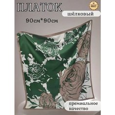 Платок JETERINI для женщин,90х90 см, зеленый, серый