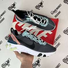 Кроссовки NIKE React Element 55, размер 42,5 eu / 9 US / 27 см, Темно-серые