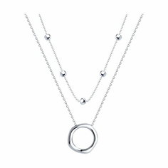 Колье Diamant online, серебро, 925 проба, родирование, длина 35 см., серебряный