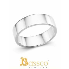 Кольцо обручальное, тонкое Bassco, серебро, 925 проба, родирование, размер 16, серебристый