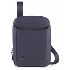 Сумка планшет PIQUADRO Black Square, фактура гладкая, сине-серый