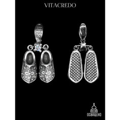 Подвеска VitaCredo, серебро, 925 проба, оксидирование, фианит, размер 2.7 см., серебристый