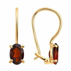 Серьги Diamant online, красное золото, 585 проба, гранат, длина 1.5 см, , красный