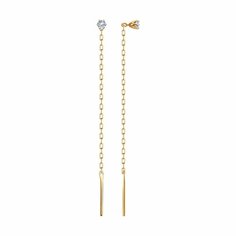 Серьги цепочки Diamant online, красное золото, 585 проба, фианит, длина 6.8 см, , прозрачный