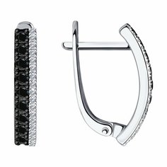 Серьги Diamant online, белое золото, 585 проба, бриллиант, длина 1.7 см, , черный