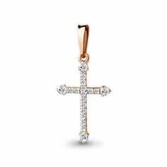 Подвеска Diamant online, красное золото, 585 проба, фианит, размер 2.2 см., прозрачный
