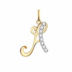 Подвеска Diamant online, красное золото, 585 проба, фианит, размер 2.5 см., прозрачный