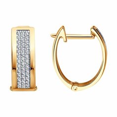Серьги Diamant online, красное золото, 585 проба, бриллиант, длина 1.5 см, , прозрачный