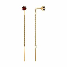 Серьги цепочки Diamant online, красное золото, 585 проба, гранат, длина 4.6 см, , красный
