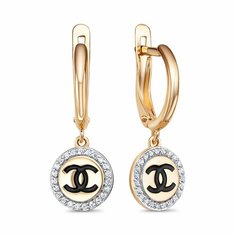 Серьги Diamant online, красное золото, 585 проба, фианит, эмаль, длина 2.2 см, , прозрачный