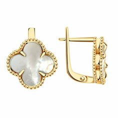 Серьги Diamant online, красное золото, 585 проба, перламутр, длина 1.35 см, , белый