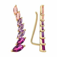 Серьги Diamant online, красное золото, 585 проба, морганит, родолит, аметист, длина 2.2 см, , мультиколор