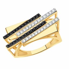 Кольцо дорожка Diamant online, красное золото, 585 проба, фианит, размер 18, черный