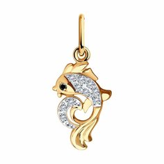 Подвеска Diamant online, красное золото, 585 проба, фианит, размер 2 см., прозрачный