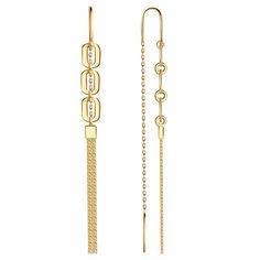 Серьги цепочки Diamant online, красное золото, 585 проба, длина 6.7 см