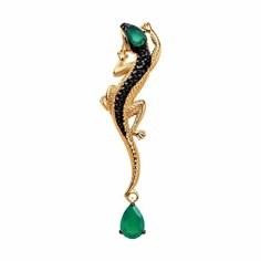 Подвеска Diamant online, серебро, 925 проба, золочение, агат, фианит, размер 4.6 см., бирюзовый