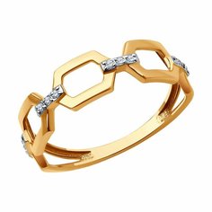 Кольцо Diamant online, красное золото, 585 проба, фианит, размер 17.5, прозрачный