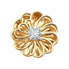 Подвеска Diamant online, красное золото, 585 проба, фианит, размер 1.1 см., прозрачный