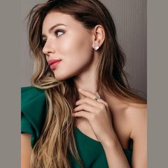 Кольцо Diamant online, красное золото, 585 проба, фианит, перламутр, размер 19, белый