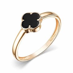 Кольцо Diamant online, красное золото, 585 проба, оникс, размер 16, черный