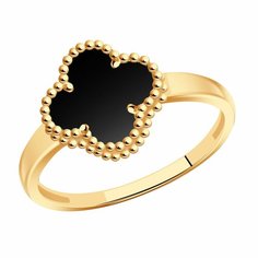 Кольцо Diamant online, красное золото, 585 проба, оникс, размер 16.5, черный