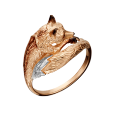 Кольцо Diamant online, красное золото, 585 проба, эмаль, размер 16, черный